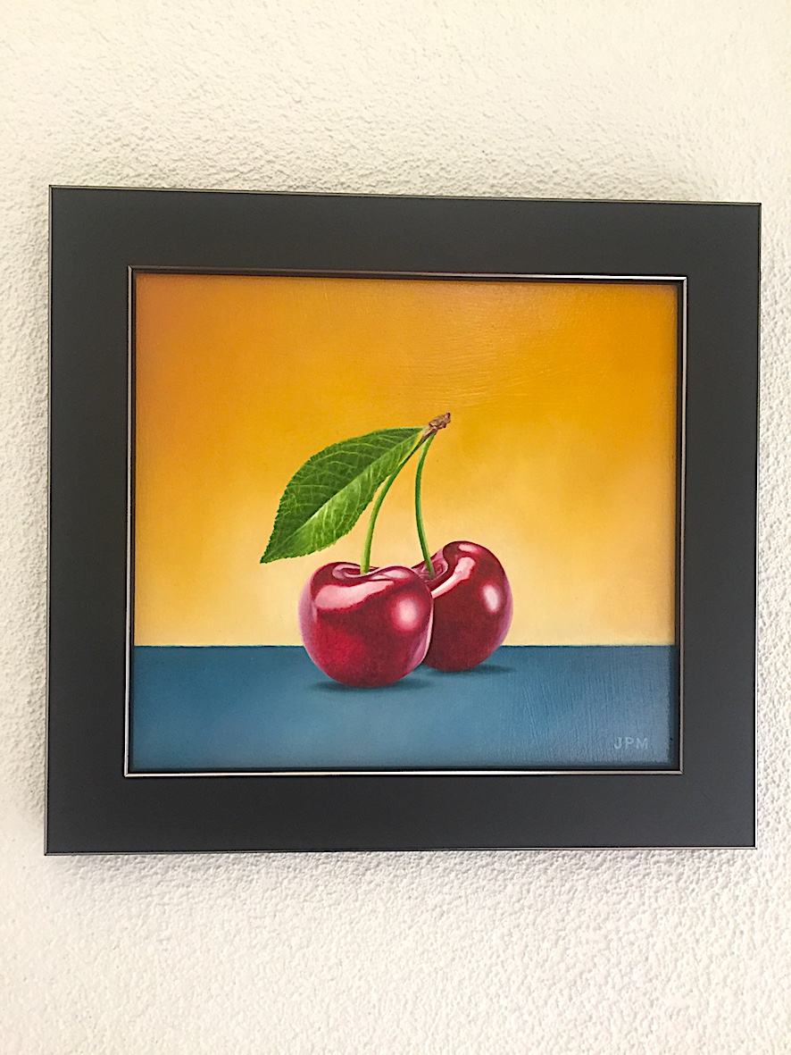 <b>CHERRY 1</b> - 20 x 20 cm - oilpaint on panel - FOR SALE  <a style="color: red; text-decoration: none" href="mailto:jpgpmarsman@onsbrabantnet.nl">BESTEL</a>