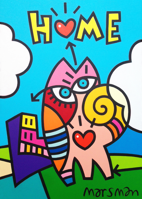 <b>HOME</b> - 50 x 70 cm - acrylic on canvas - SOLD  <a style="color: red; text-decoration: none" href="mailto:jpgpmarsman@onsbrabantnet.nl">BESTEL</a>