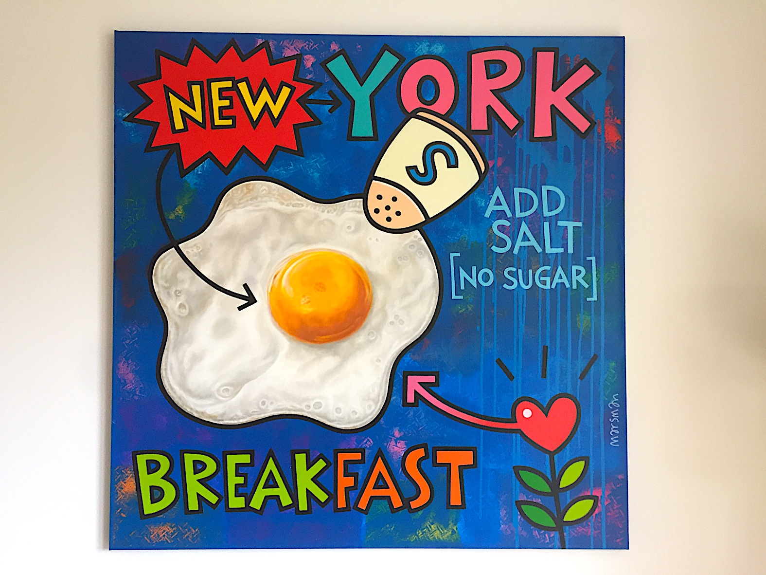<b>NEW YORK BREAKFAST</b> - 110 x 110 cm - acrylic and oilpaint on canvas - SOLD  <a style="color: red; text-decoration: none" href="mailto:jpgpmarsman@onsbrabantnet.nl">BESTEL</a>
