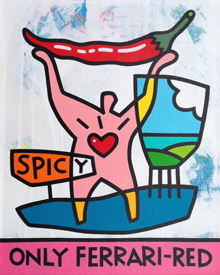 <b>SPICY</b> - 40 x 50 cm - acrylic on canvas - SOLD  <a style="color: red; text-decoration: none" href="mailto:jpgpmarsman@onsbrabantnet.nl">BESTEL</a>